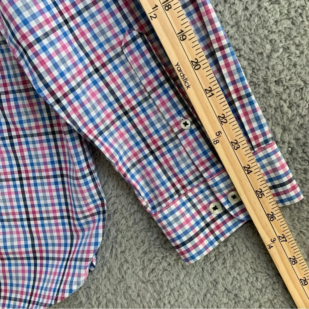 Van Heusen Shirt Men's XXL Classic Fit Long Sleeve Flip Cuff Button Up Pink Blue